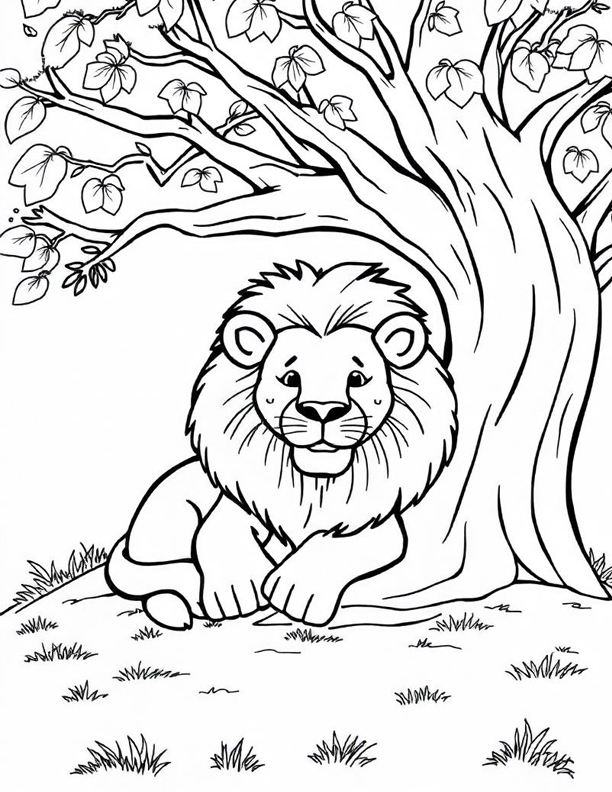 Lion in a relaxing mood coloring page